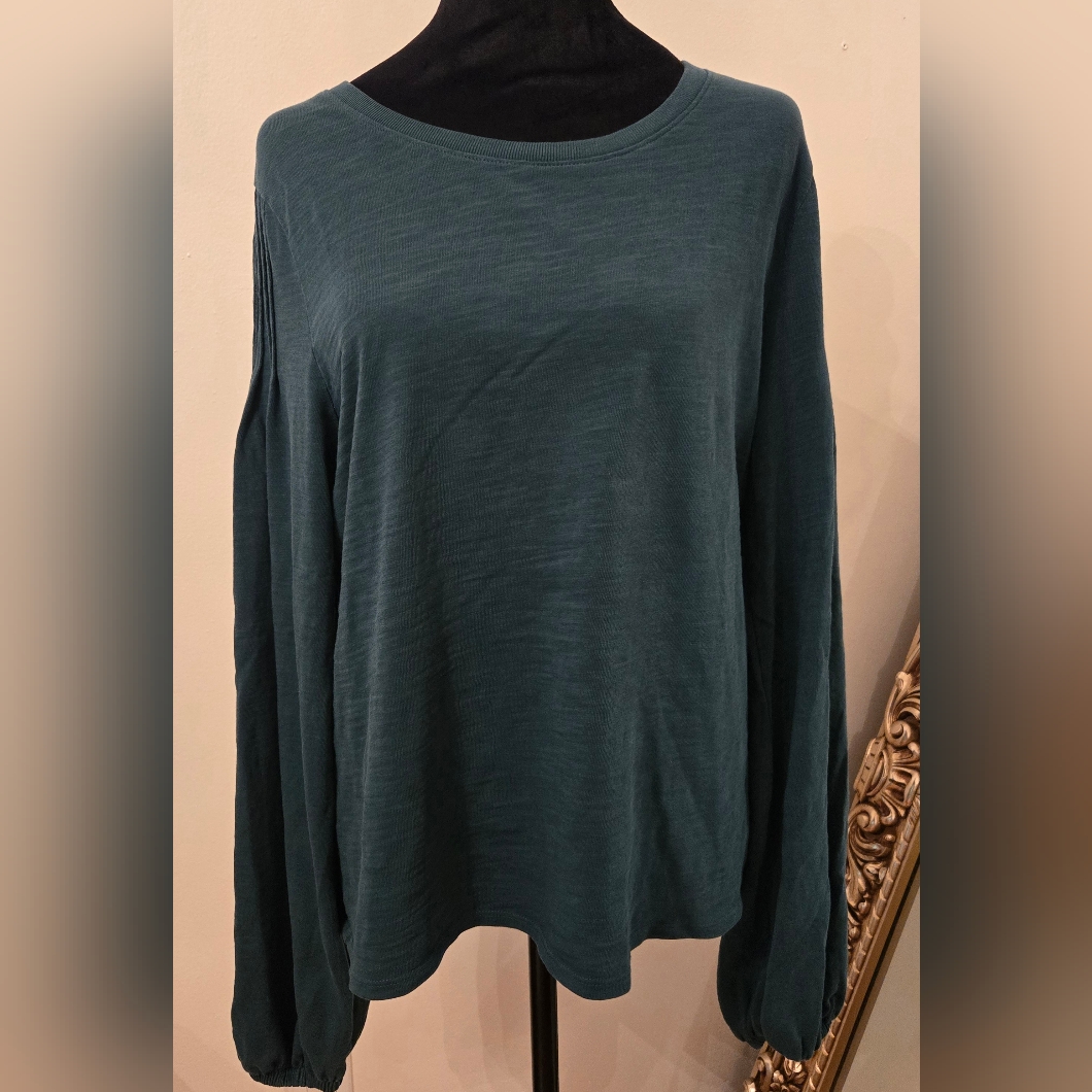 Nation Ltd Sabine Teal Cottontop Balloon Sleeves Made In Peru Sz Xl